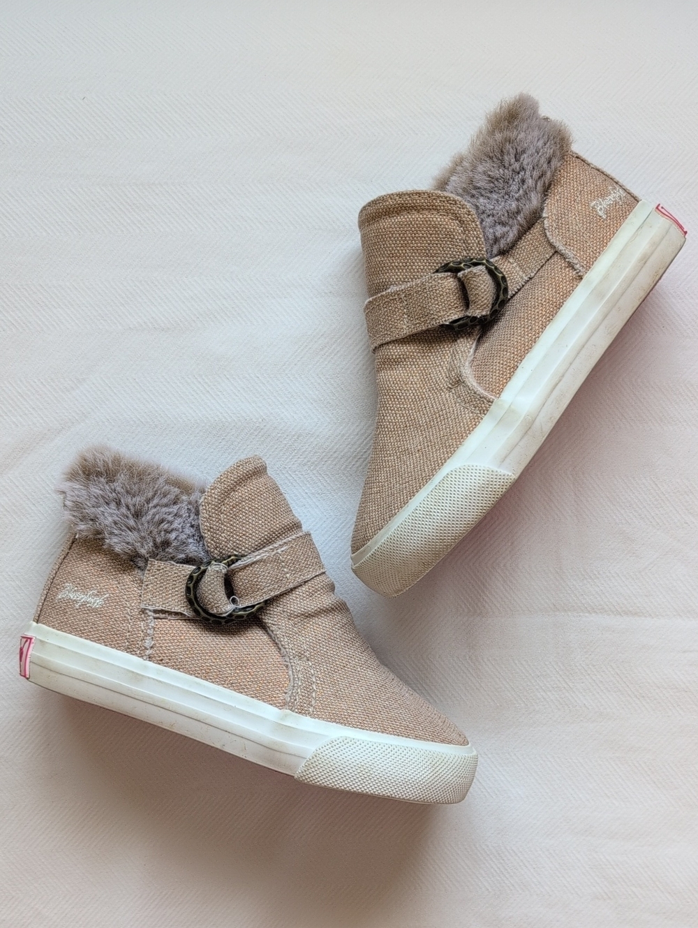 Blowfish Malibu Toddler Girls Tan Canvas Faux Fur Buckle High Top Boots 9